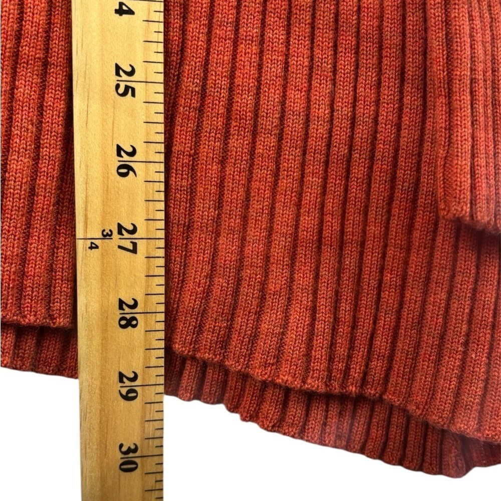 Eileen Fisher Merino wool V-neck Ribbed Tunic Sweater Size M Burnt Orange - Picture 11 of 12